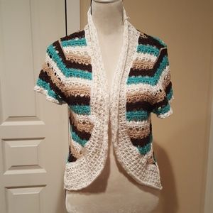 Short sleeve open front cardigan